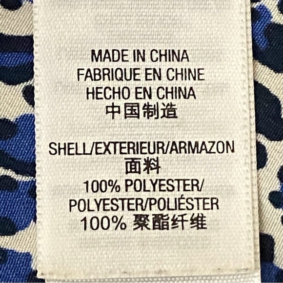 JUICY COUTURE blue, black & white leopard print, button-down blouse. Medium. EUC - Picture 9 of 11